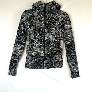 Lululemon Scuba Hoodie IV Full Zip Fleece Lace Print Starlight Black Sz 4 Small